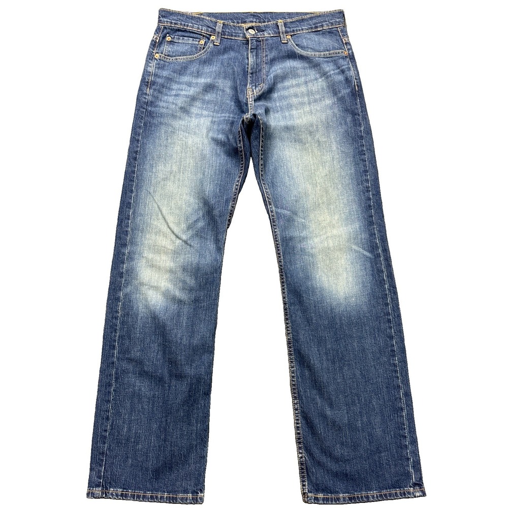 Levis 569 Jeans Mens 34x33 TAG-32x34 Blue Denim Relaxed Straight Whiskering Fade